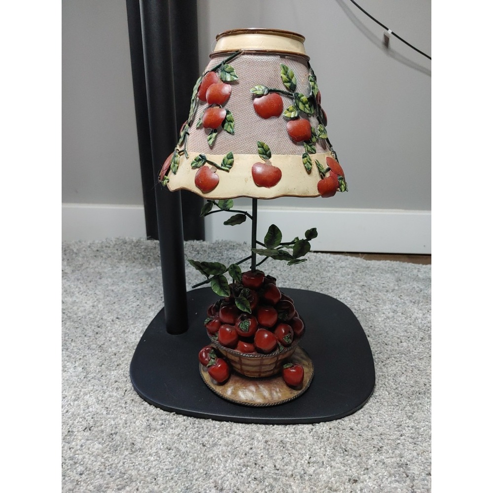 90s Vintage Home Interiors 3D Apple Basket Lamp Shade Votive Candle Holder Decor